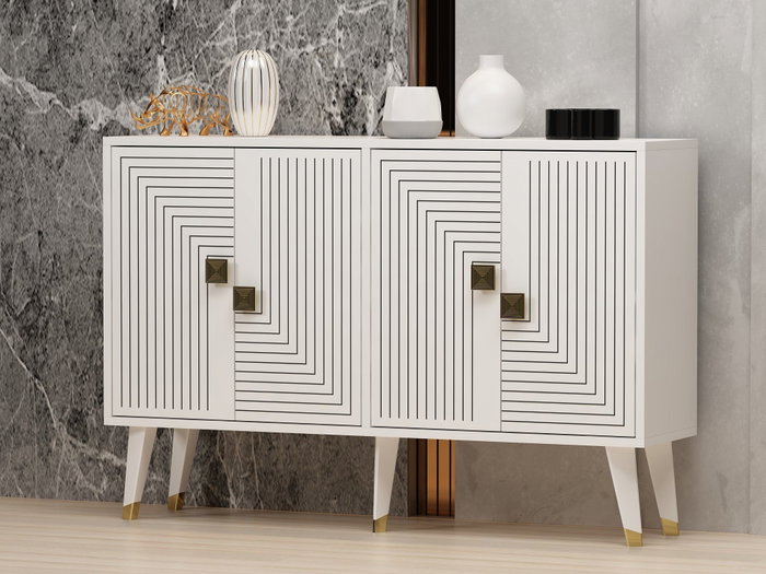 Hanah Home Consola Blanco y Oro Hanah Home Consola Blanco y Oro